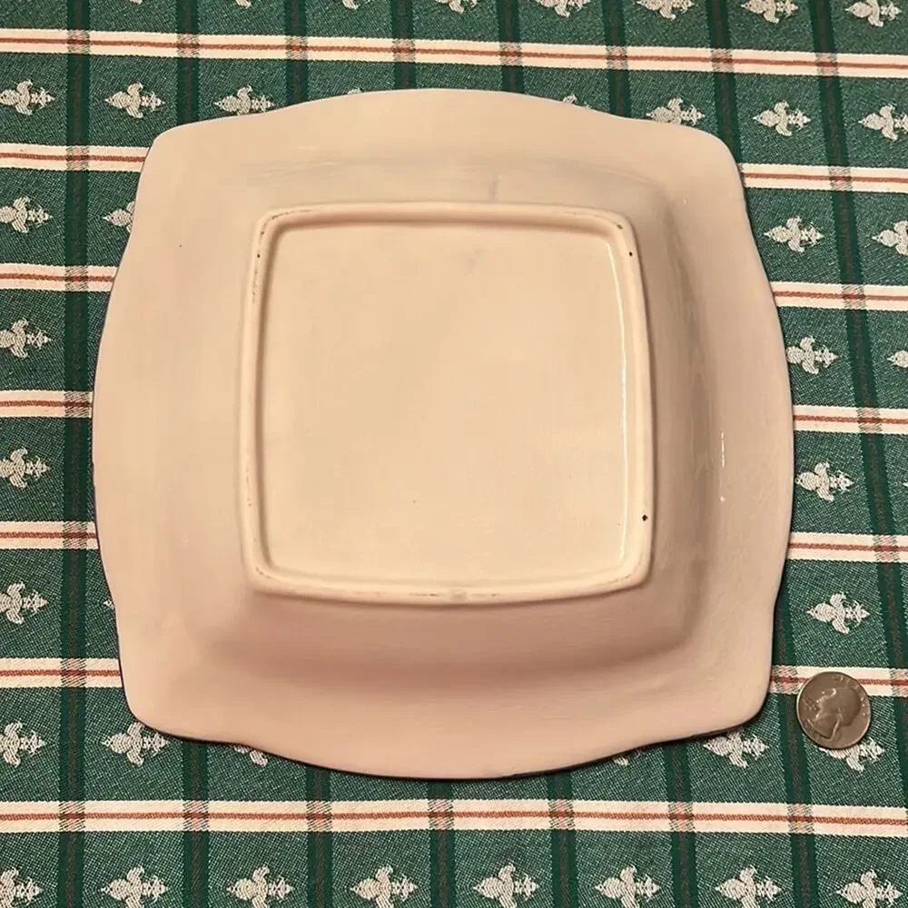 Vietri Style Grape Lemon Salad Square Plate Made In Italy 9” x 9”